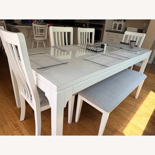 Used Amazon White Wood Dining Table for sale on AptDeco