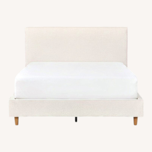 Used Living Spaces Dean Sand II California Queen Upholstered Panel Bed for sale on AptDeco