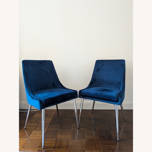Used Home Meridian Blue Velvet Dining Chairs for sale on AptDeco