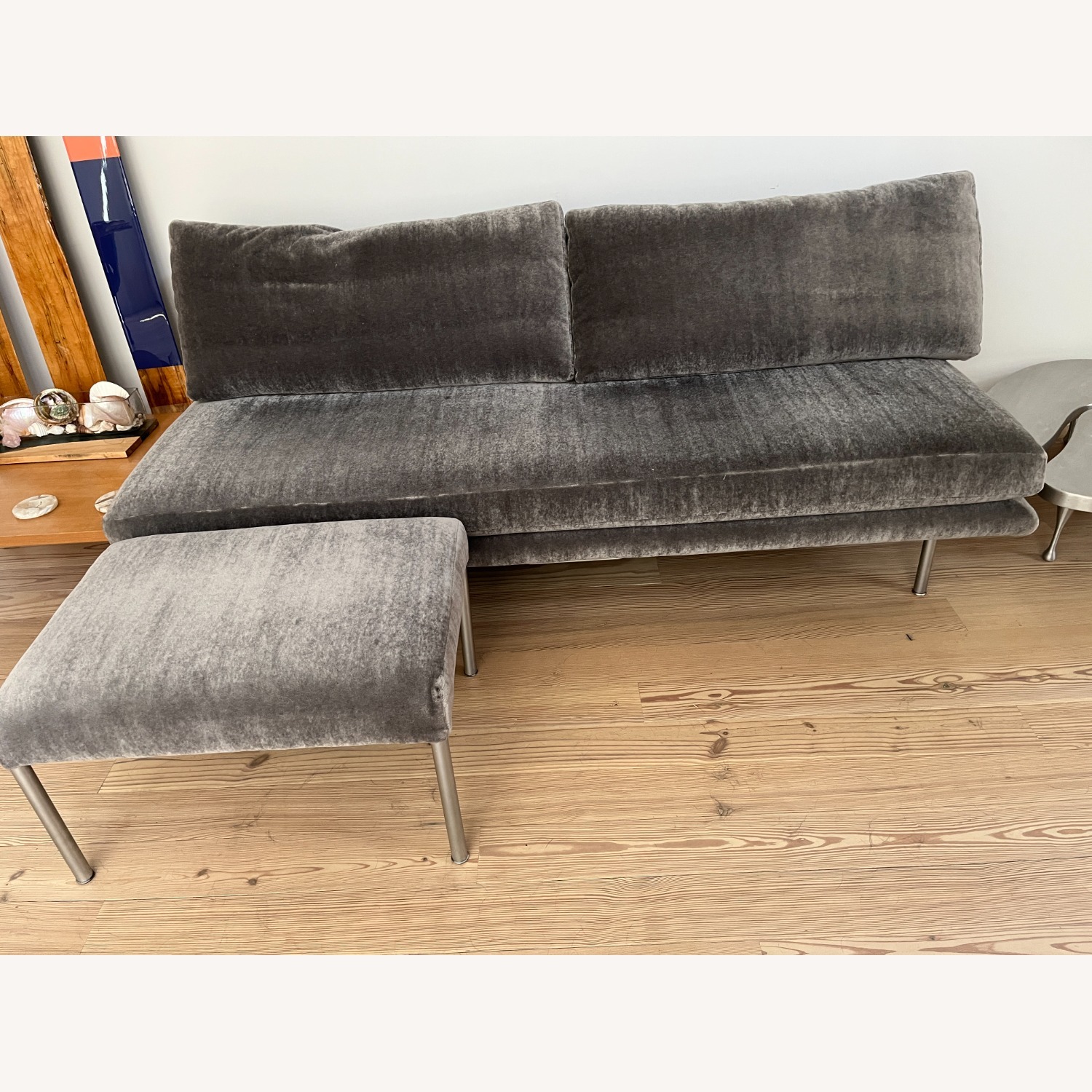 Light Gray Cotton 3+ Seater Sofa - image-3