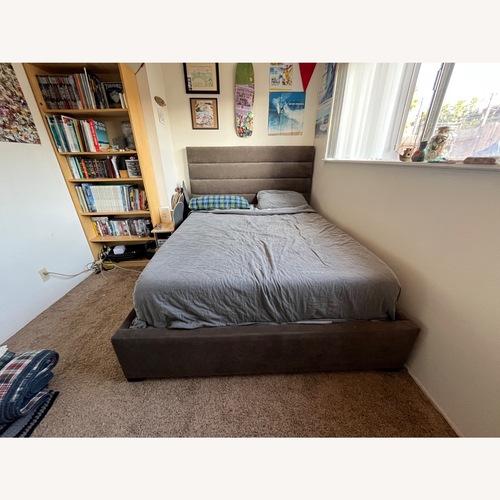 Used Bernhardt Light Gray Fabric Queen Bed for sale on AptDeco
