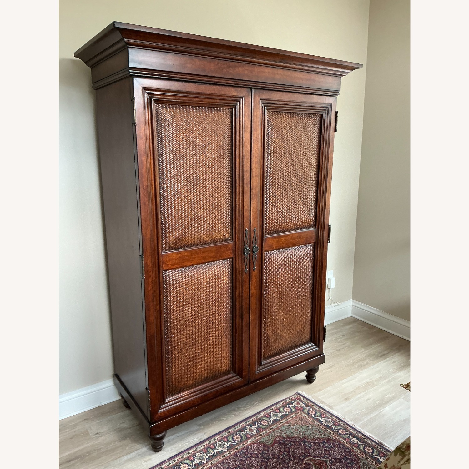 Dark Brown Wood Armoire TV Cabinet - image-1