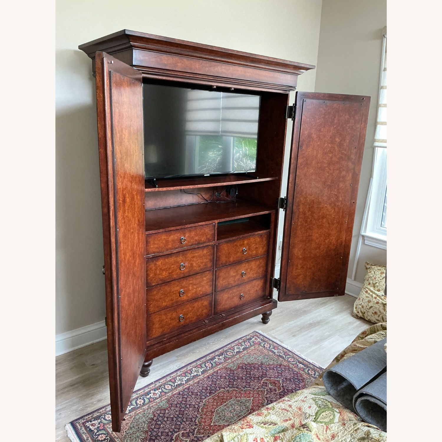 Dark Brown Wood Armoire TV Cabinet - image-2