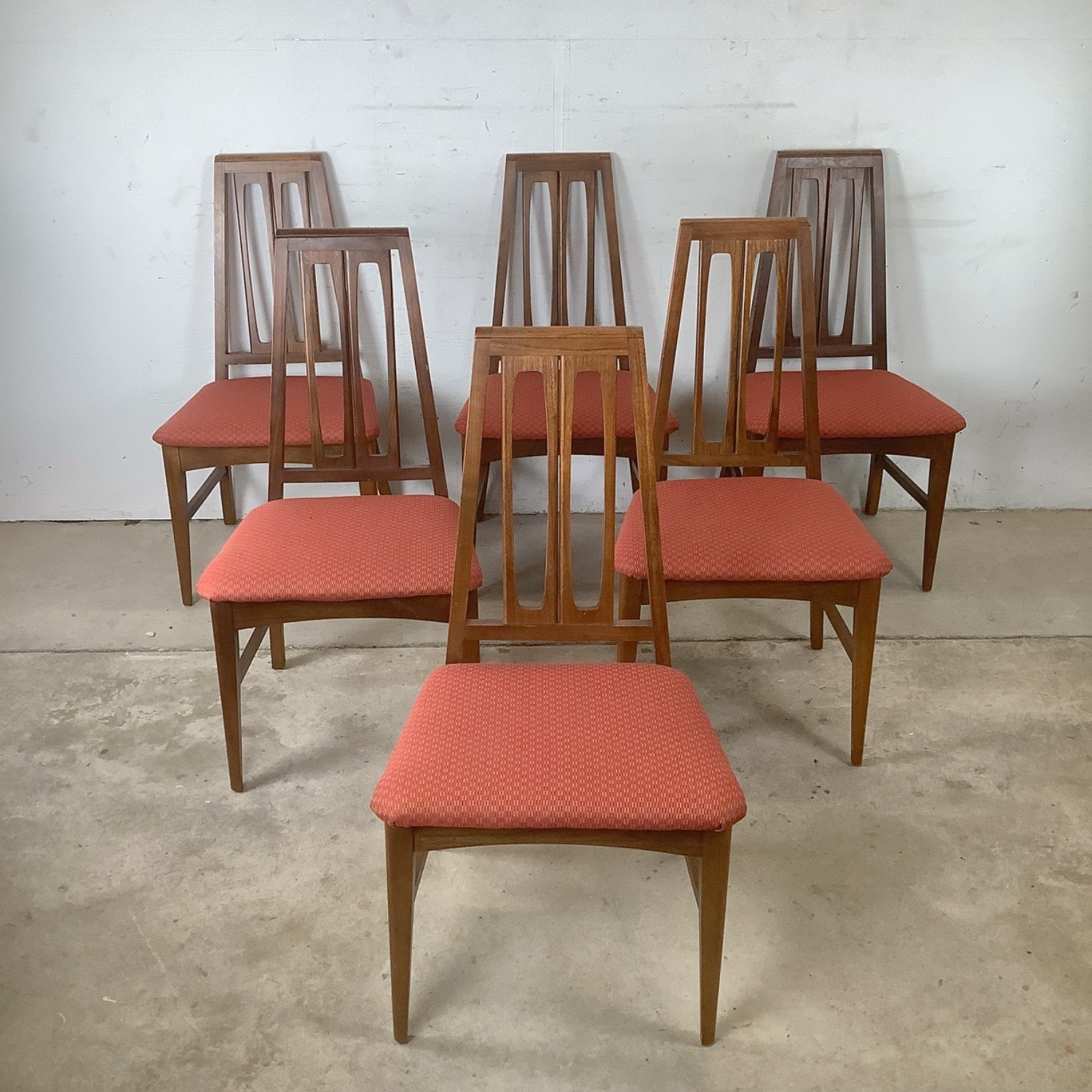 Mid-Century Highback Walnut Dining Chairs-Set of 6 - image-1
