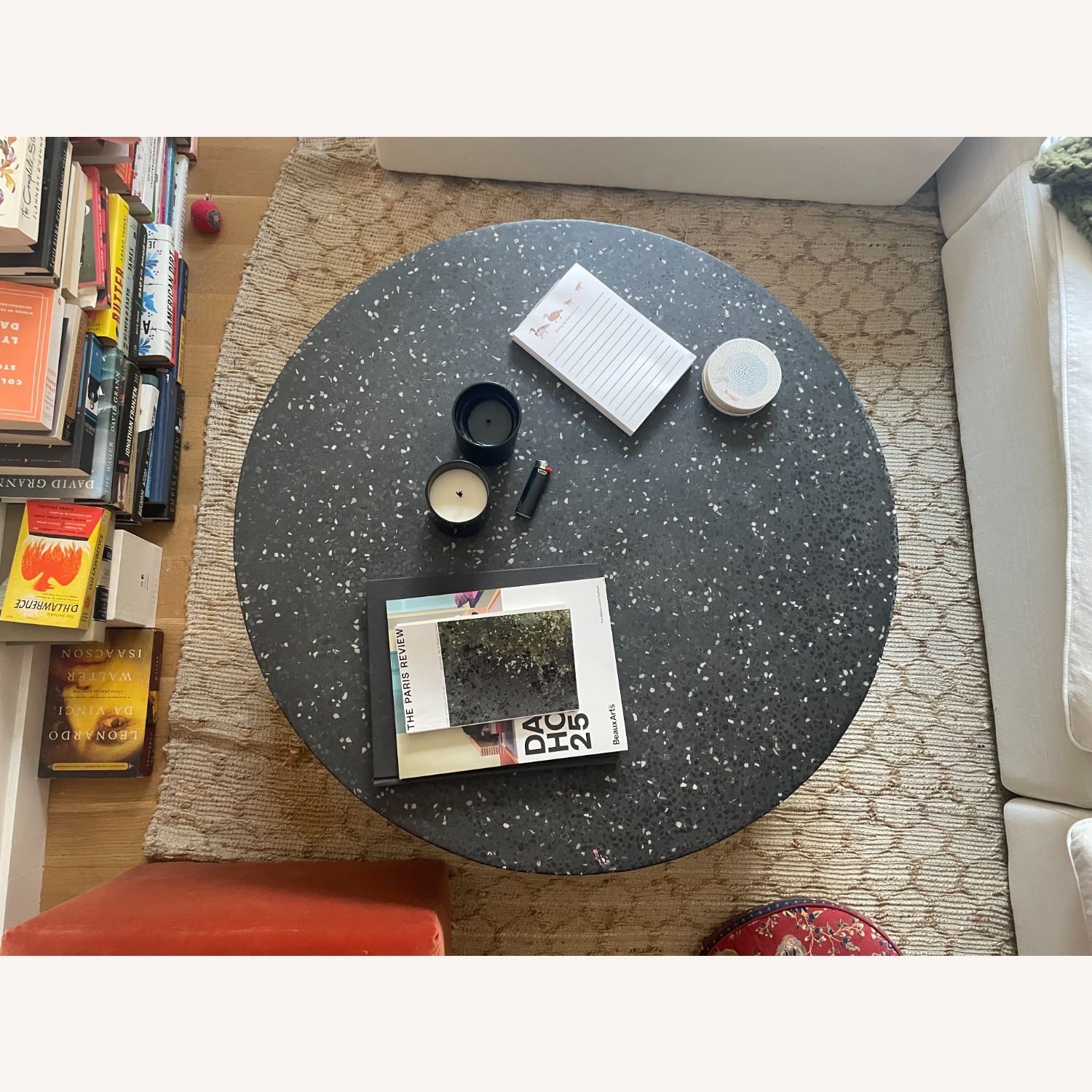 CB2 Terrazzo Black Round Coffee Table 35.5" - image-1