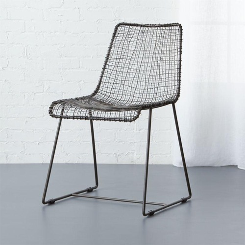Used CB2 Reed Black Metal Dining Chairs (set of 6) for sale on AptDeco