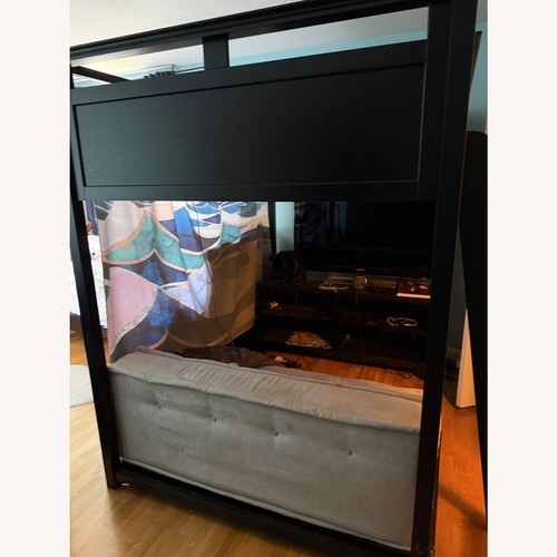 Used Pottery Barn Teen Dark Brown Wood Bunk Bed for sale on AptDeco