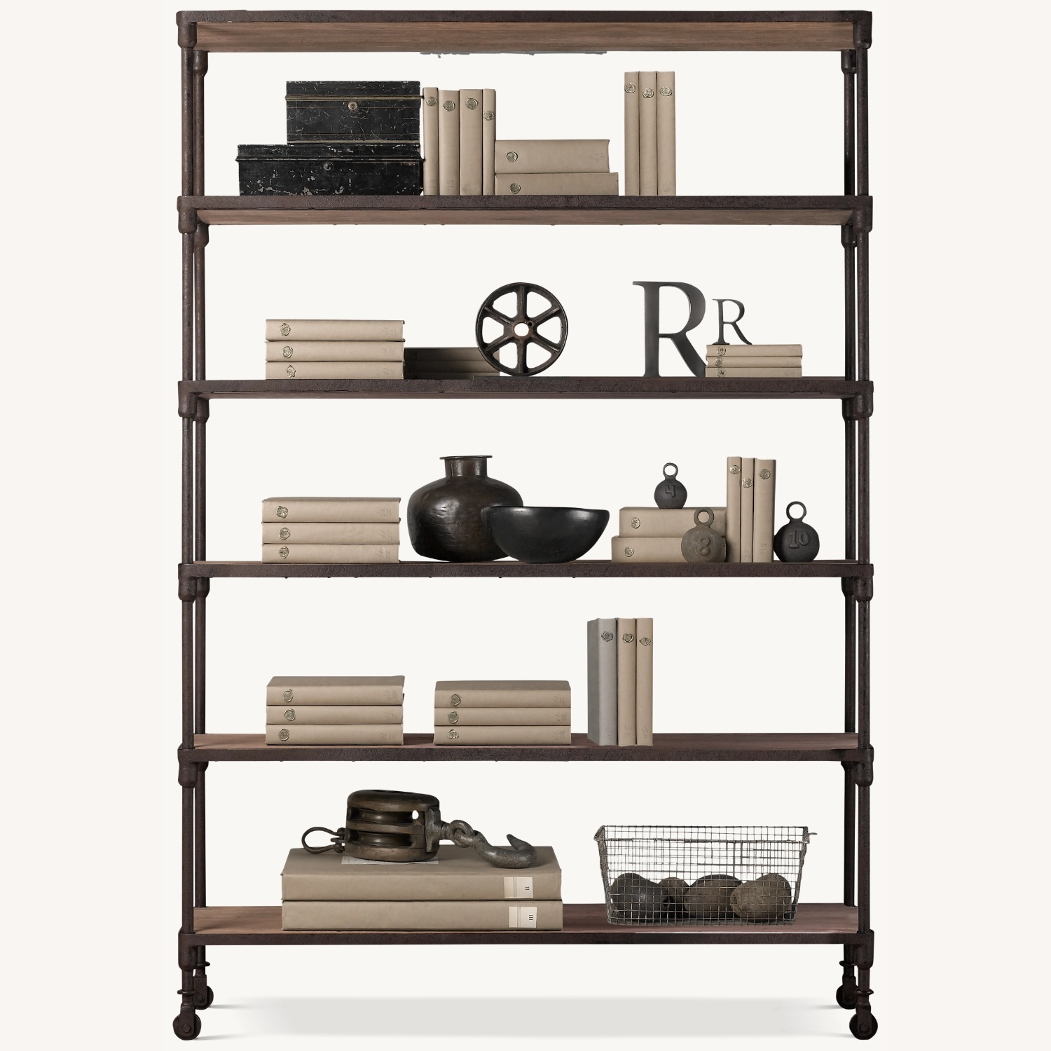Restoration Hardware Dark Brown Metal Bookcase - image-4