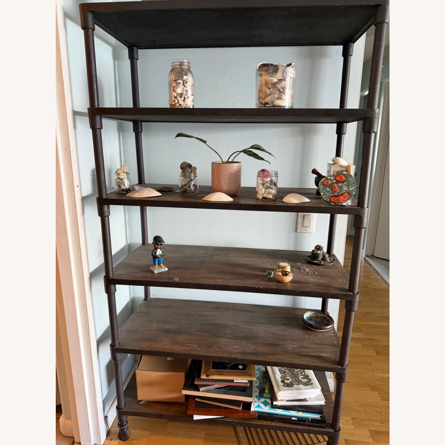 Restoration Hardware Dark Brown Metal Bookcase - image-1