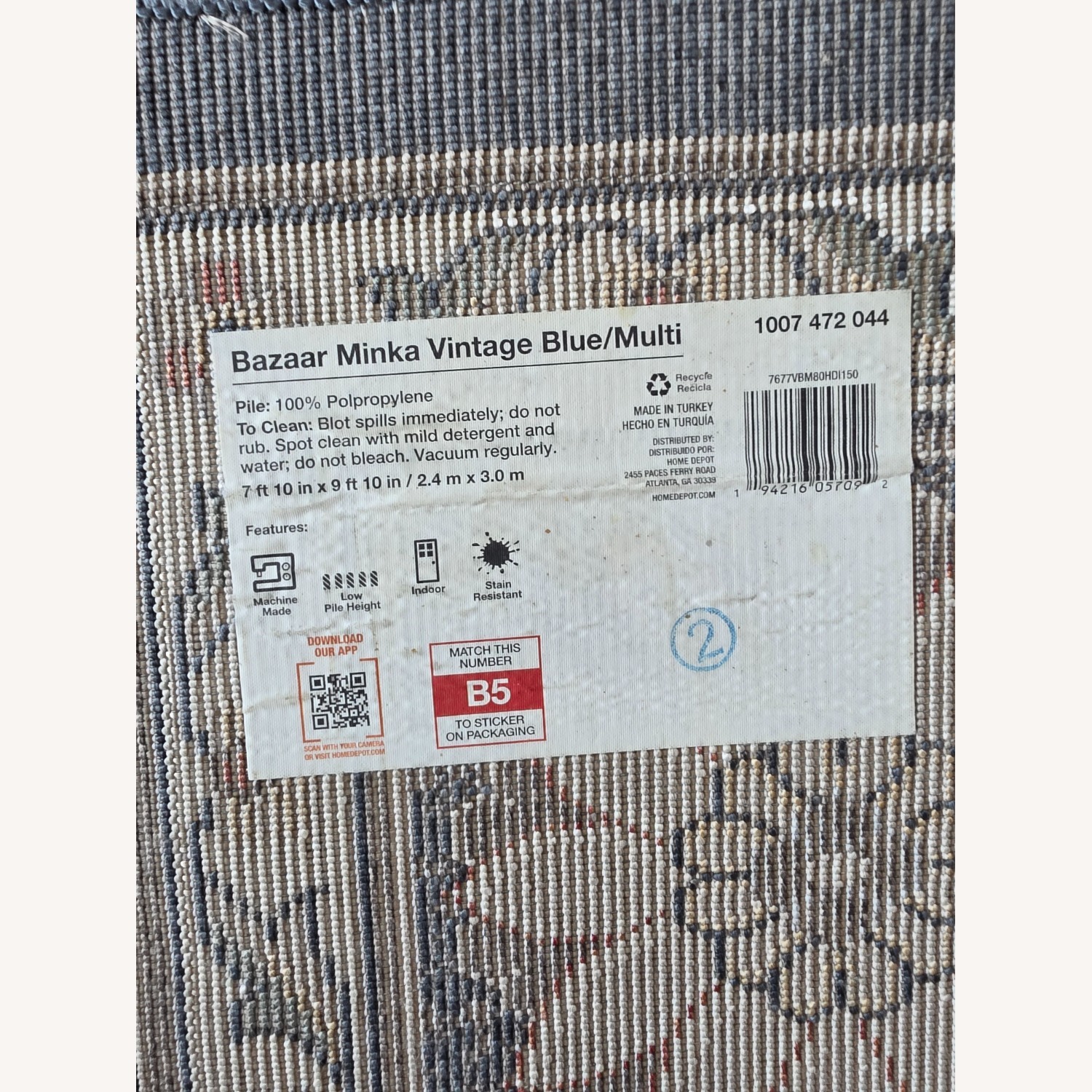 Blue/Multi Fabric Area Rug 7' x 9' - image-3