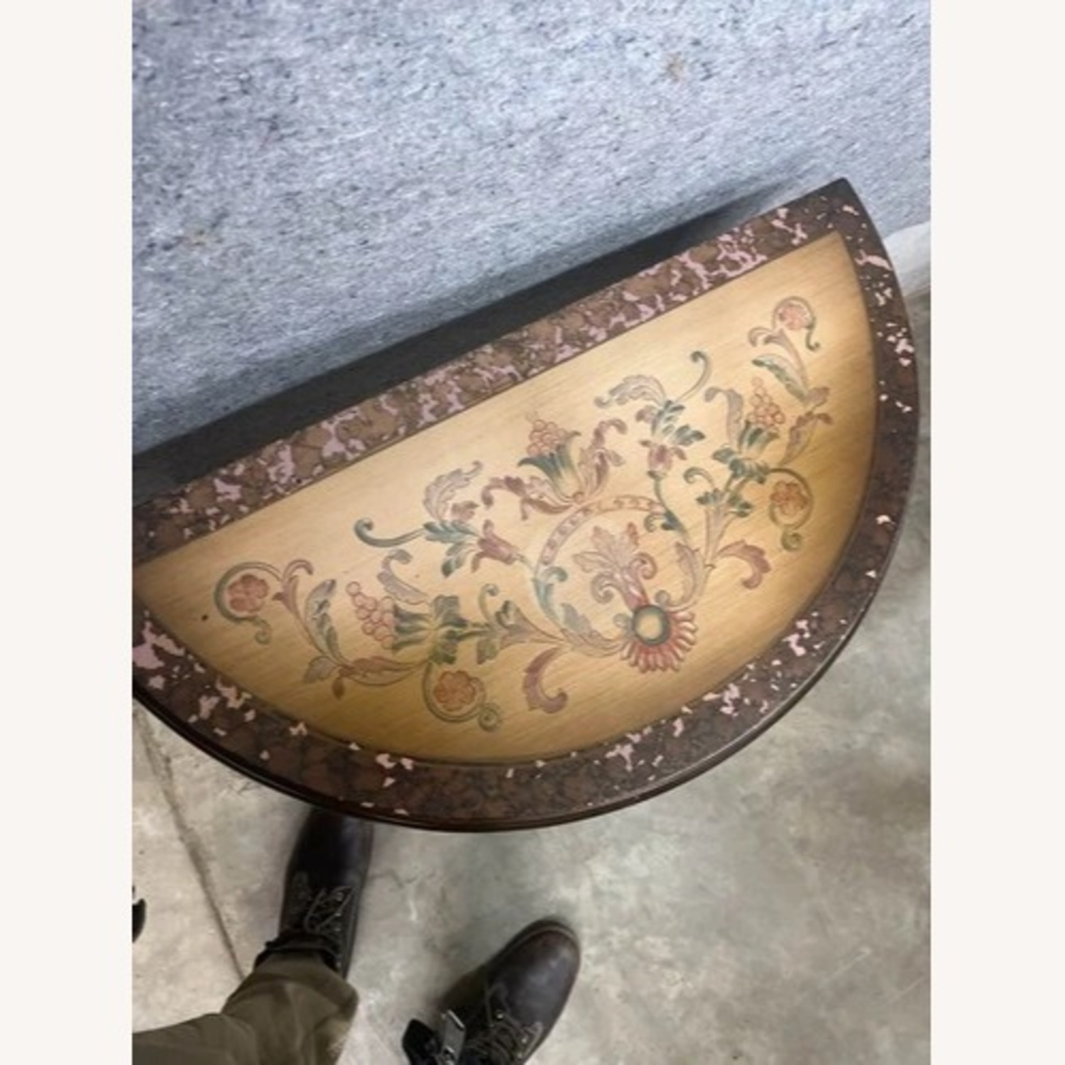 Vintage Decorative Hand-Painted Half-Moon Table - image-3