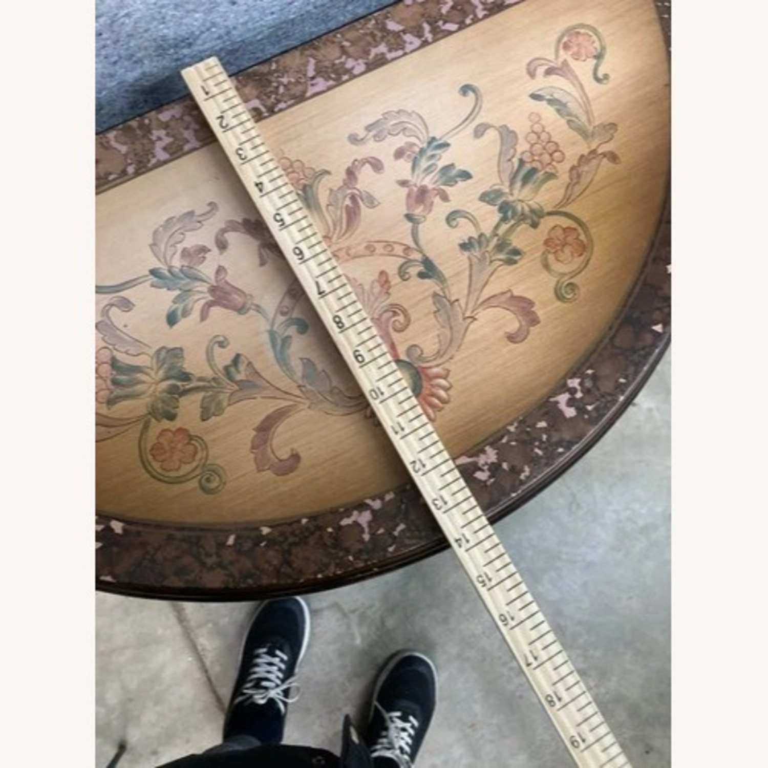 Vintage Decorative Hand-Painted Half-Moon Table - image-7
