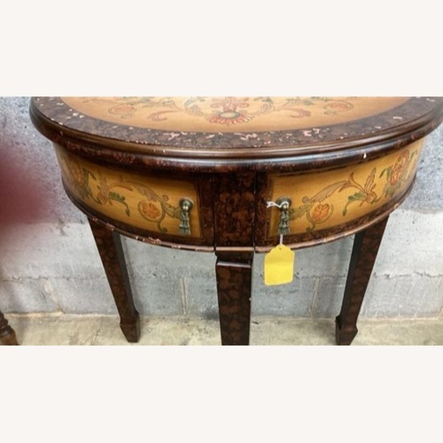 Vintage Decorative Hand-Painted Half-Moon Table - image-8