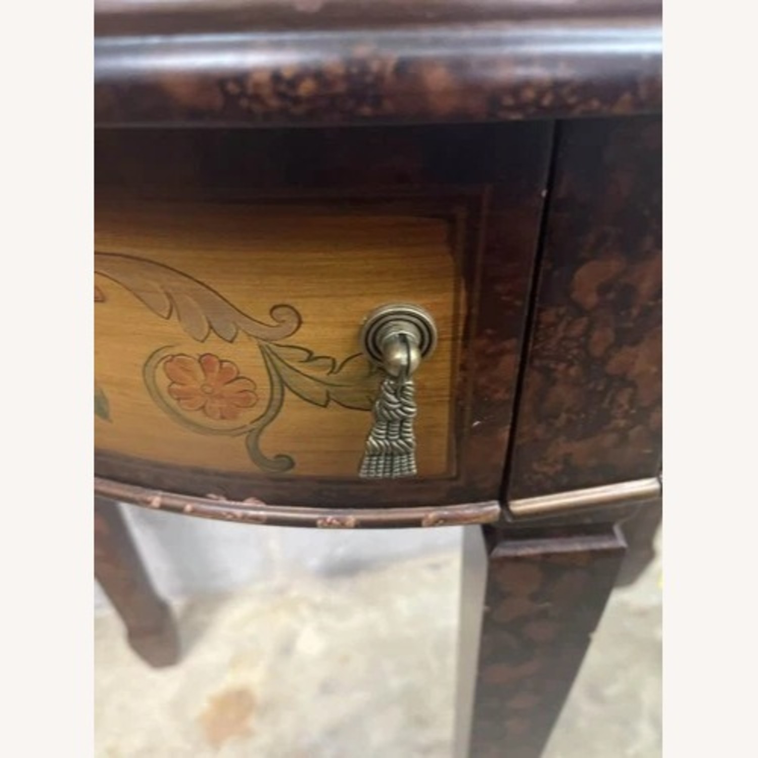 Vintage Decorative Hand-Painted Half-Moon Table - image-4