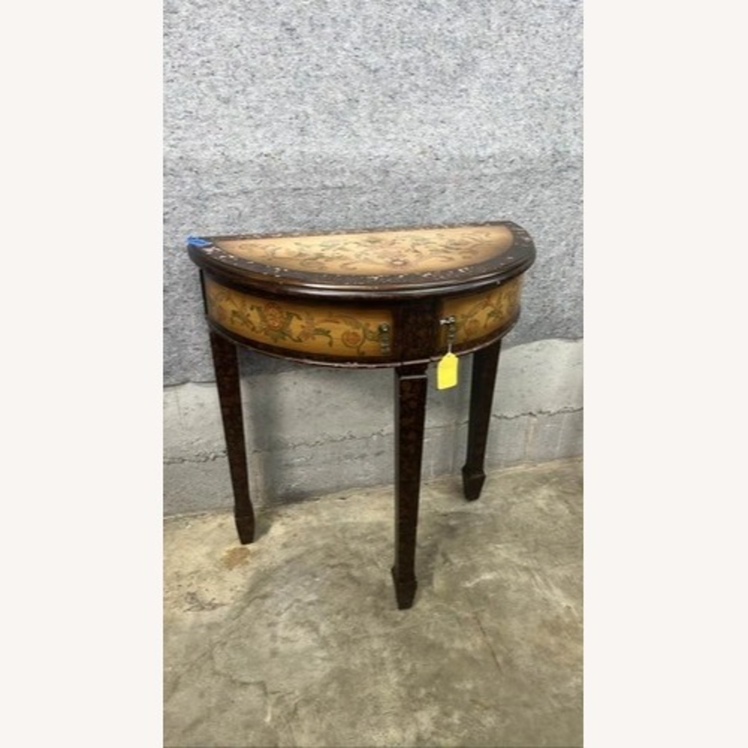 Vintage Decorative Hand-Painted Half-Moon Table - image-1