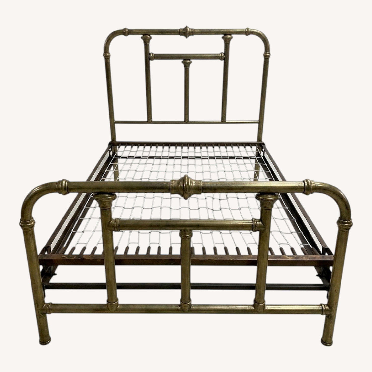 Vintage Brass Tone Full Bed Frame - image-0