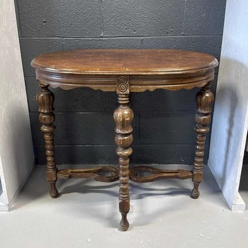 Used Victorian Accent Table Carved Spindle Bobbin Legs for sale on AptDeco