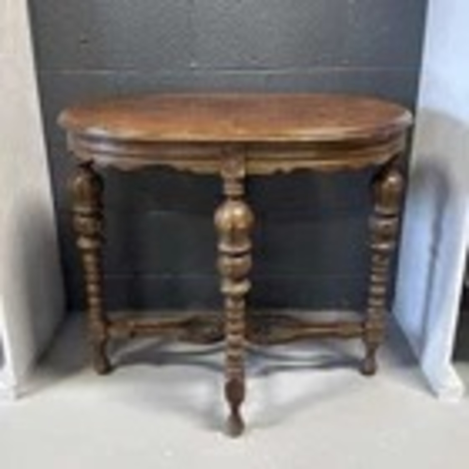 Victorian Accent Table Carved Spindle Bobbin Legs - image-1