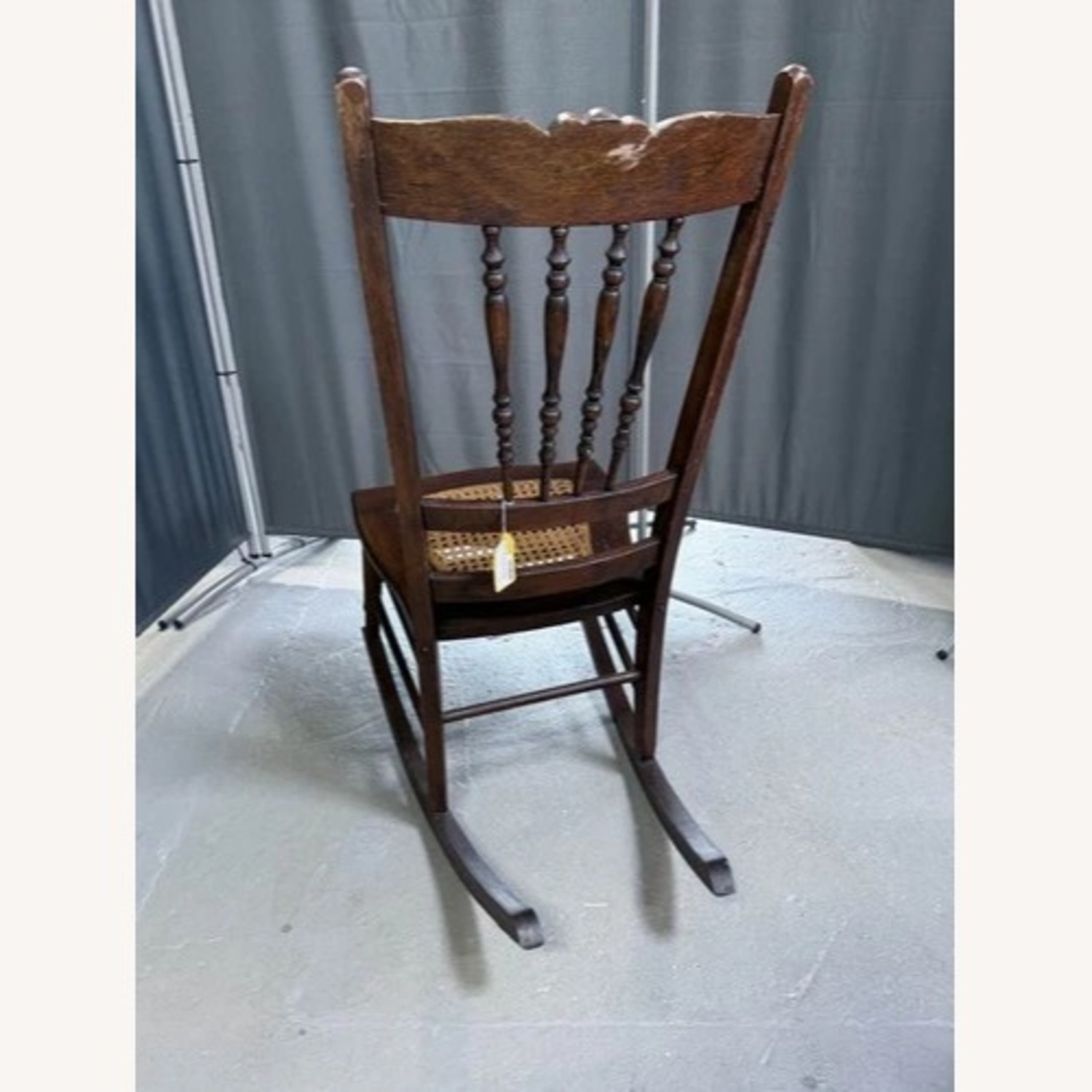 Victorian Carved Wood Rocking Chair Cane Seat - image-9