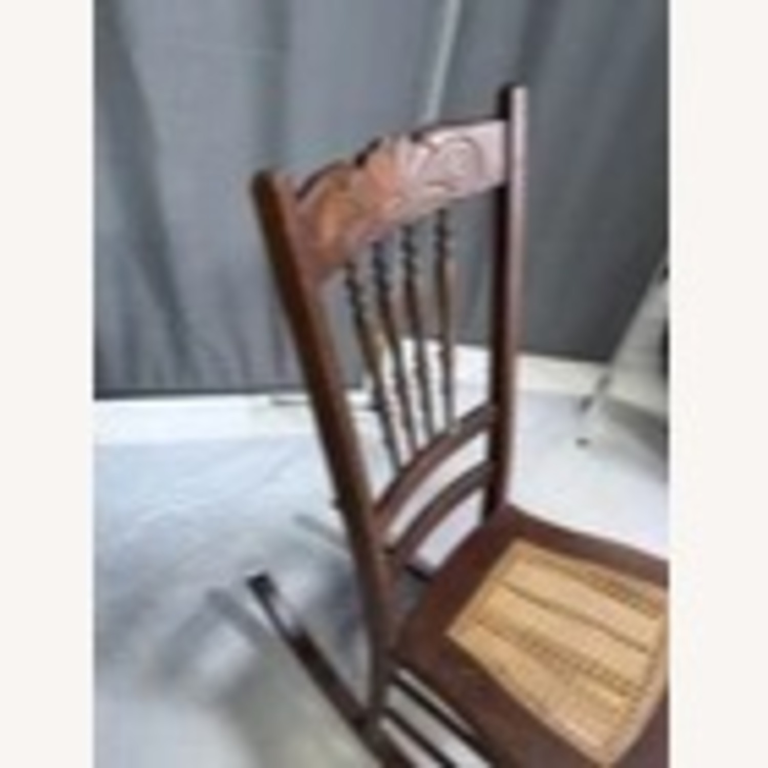 Victorian Carved Wood Rocking Chair Cane Seat - image-7