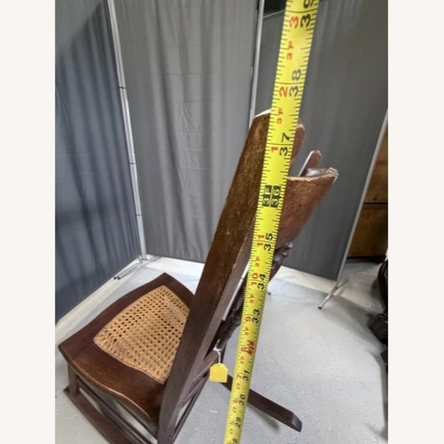 Victorian Carved Wood Rocking Chair Cane Seat - image-15