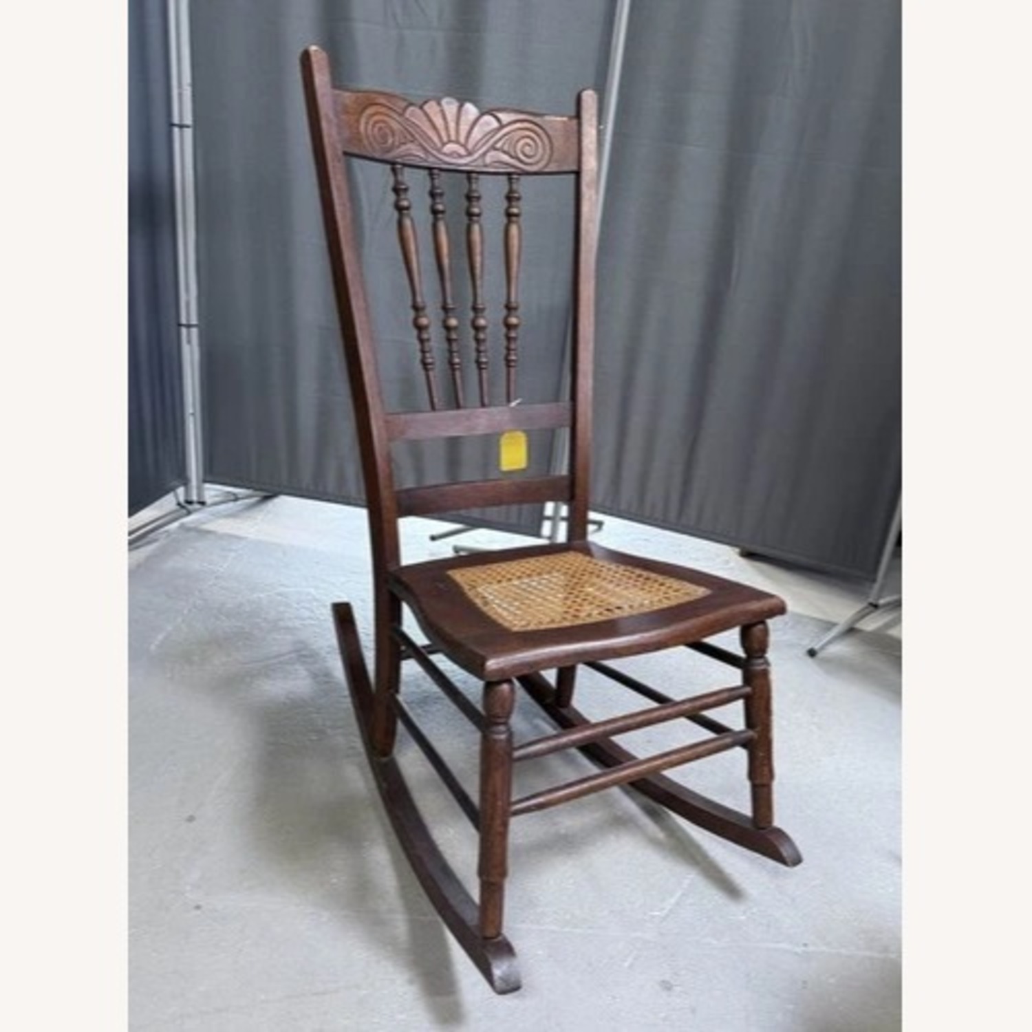 Victorian Carved Wood Rocking Chair Cane Seat - image-3