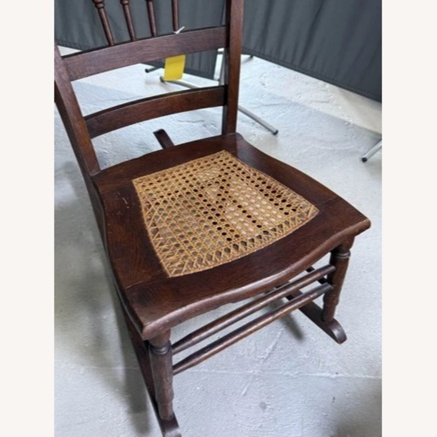 Victorian Carved Wood Rocking Chair Cane Seat - image-4