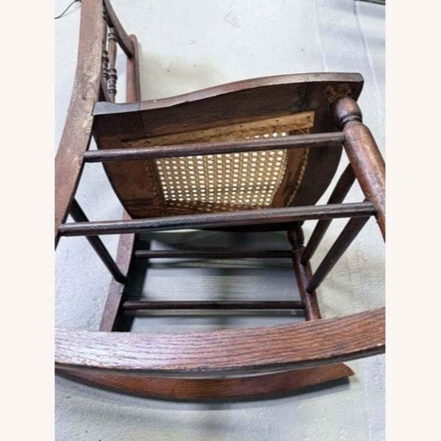 Victorian Carved Wood Rocking Chair Cane Seat - image-11