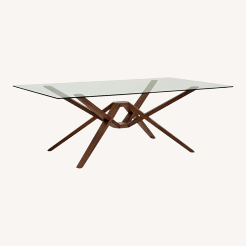 Used Copeland Black Walnut Glass Table Set for sale on AptDeco