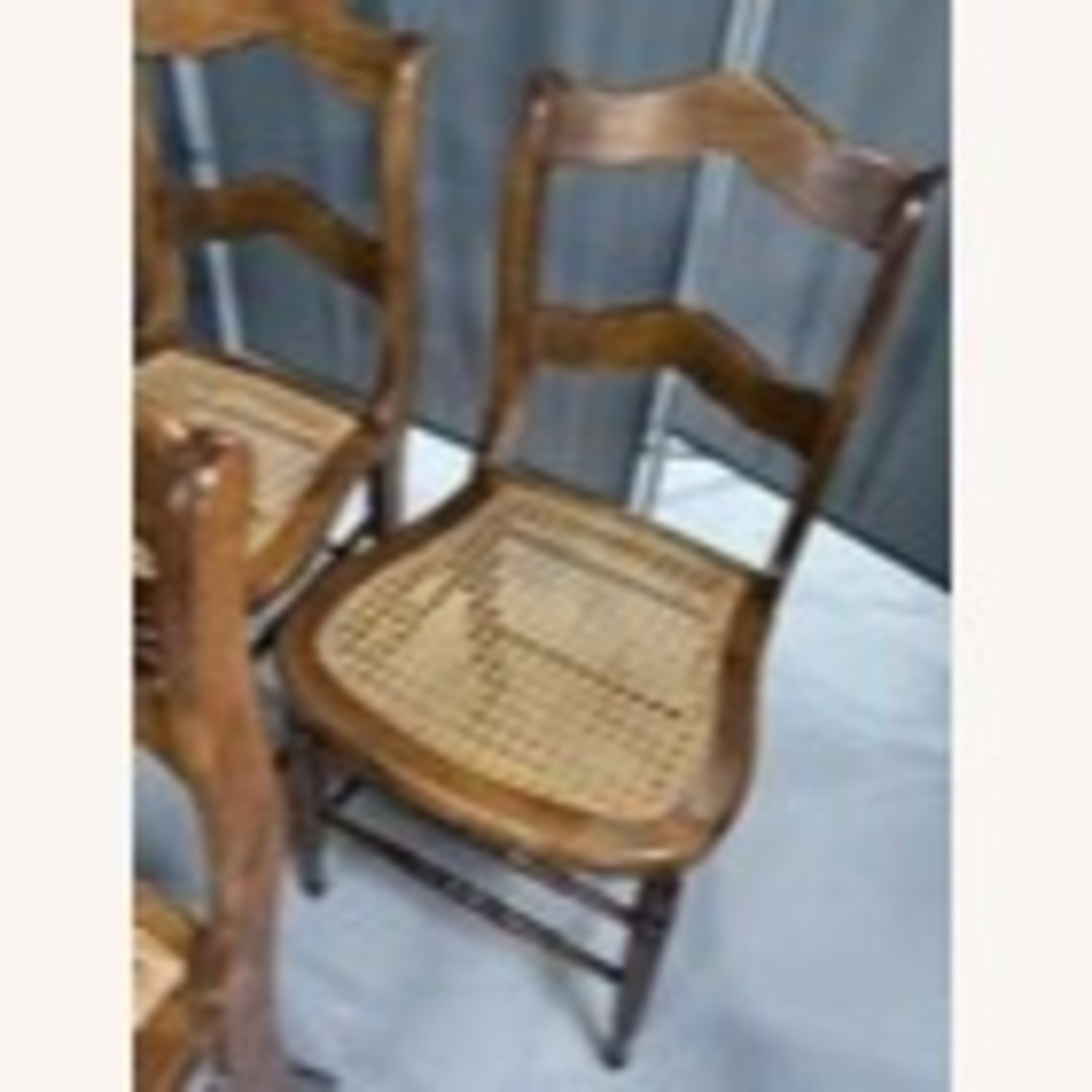Set of 3 19th C. Ladder Back Chairs Cane Seats - image-6