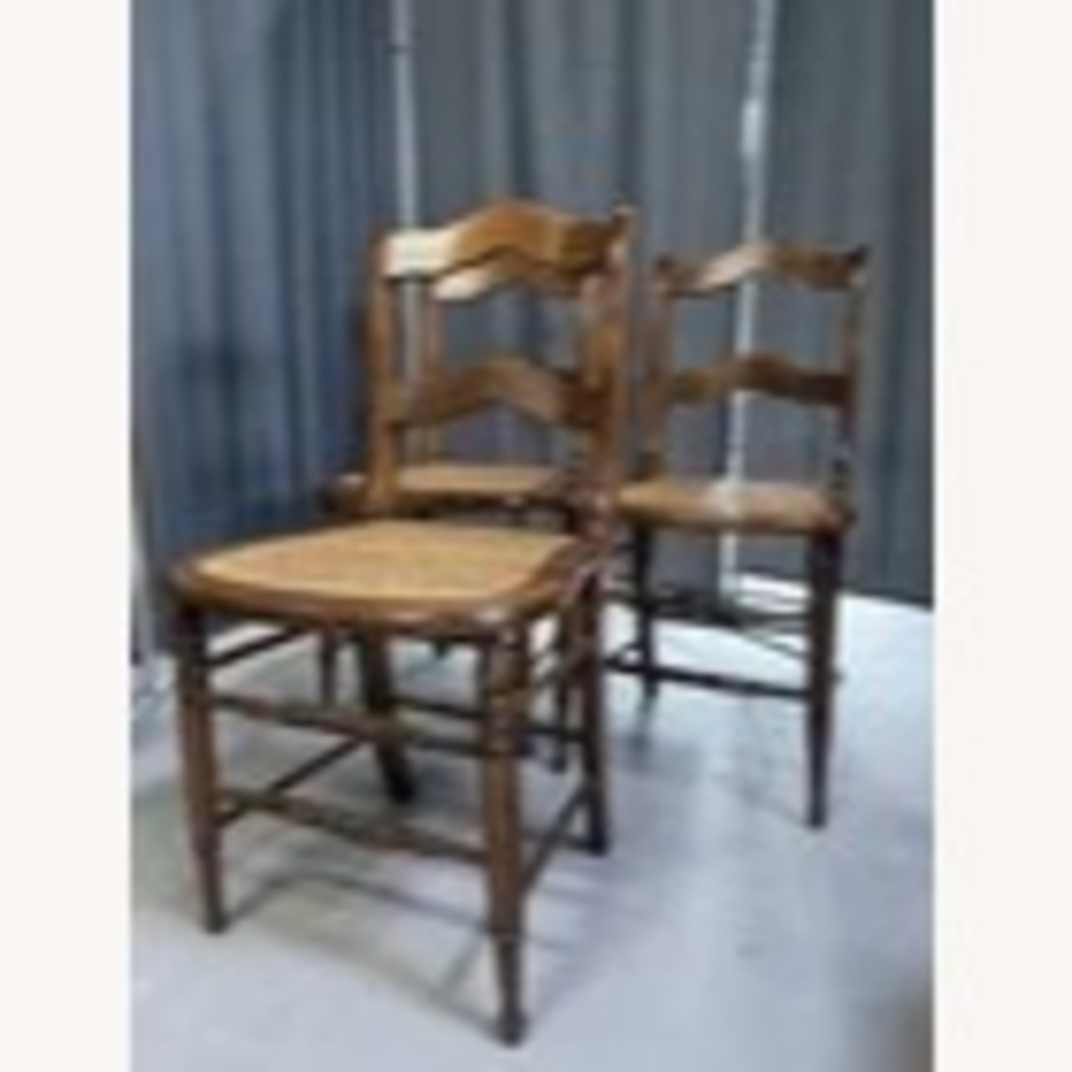 Set of 3 19th C. Ladder Back Chairs Cane Seats - image-4