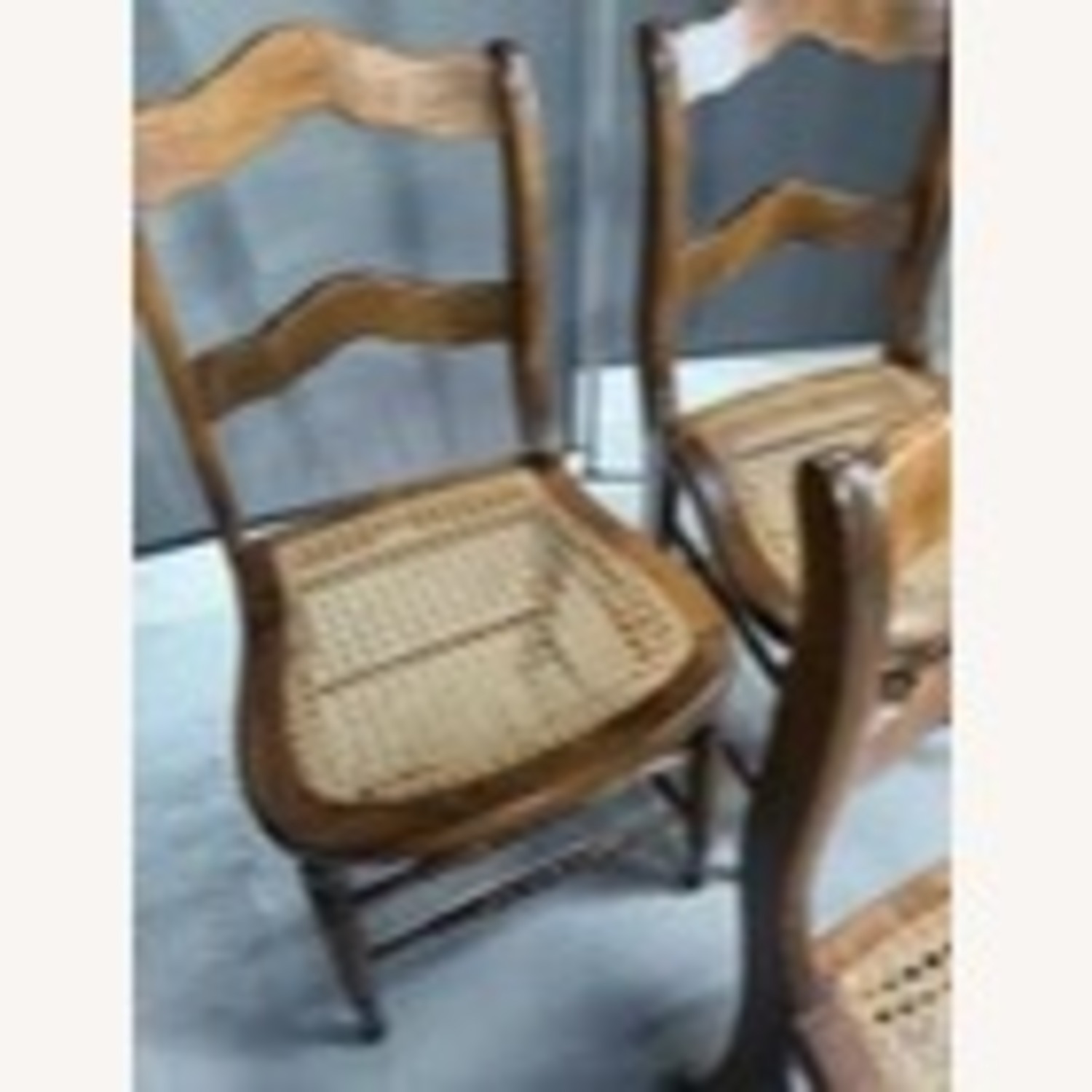 Set of 3 19th C. Ladder Back Chairs Cane Seats - image-7