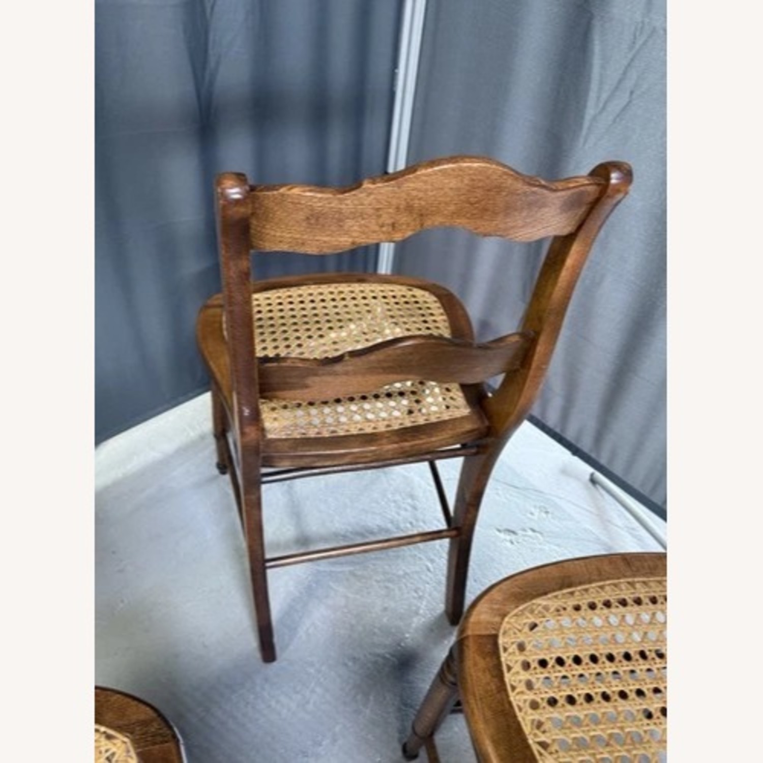 Set of 3 19th C. Ladder Back Chairs Cane Seats  - image-13