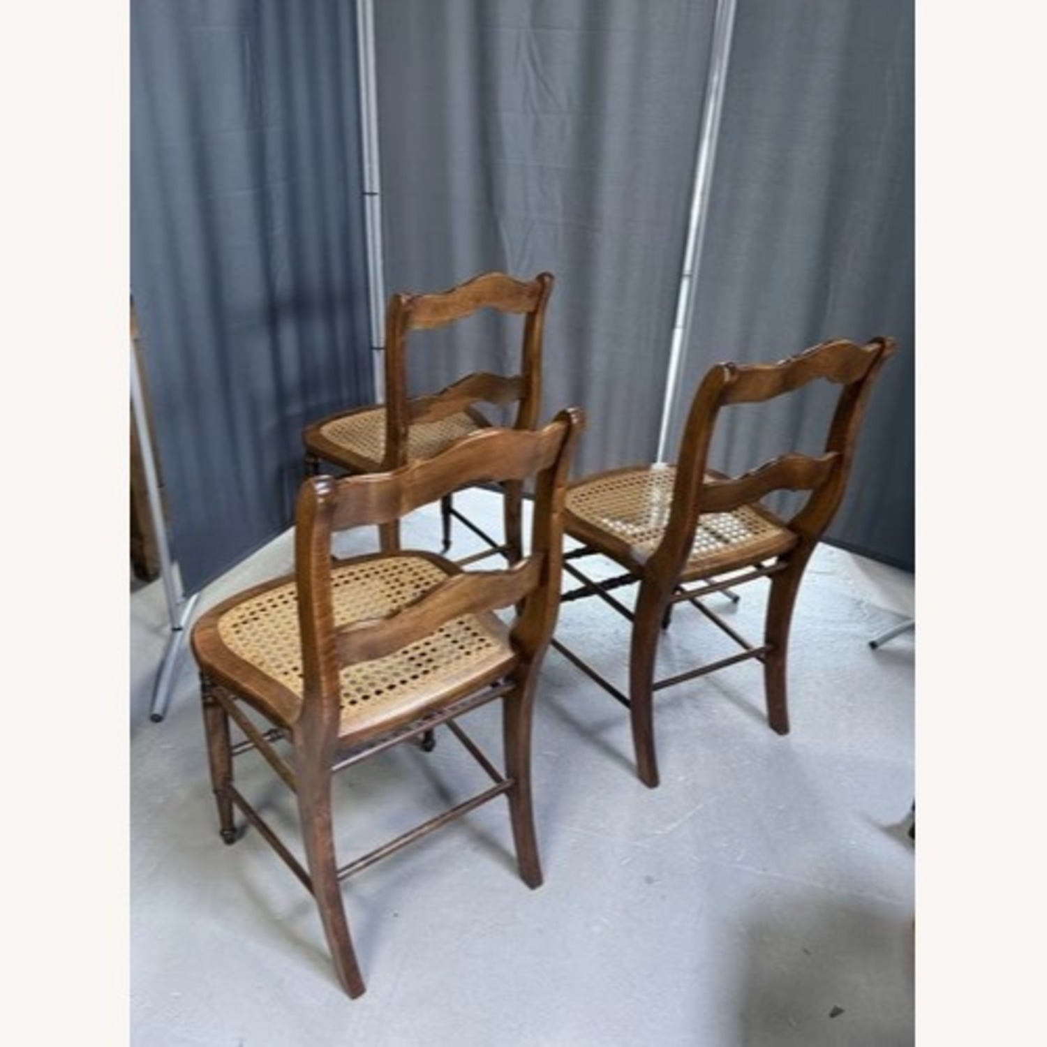 Set of 3 19th C. Ladder Back Chairs Cane Seats  - image-6