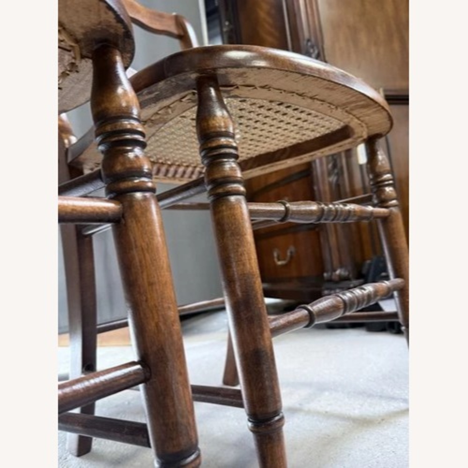 Set of 3 19th C. Ladder Back Chairs Cane Seats  - image-15
