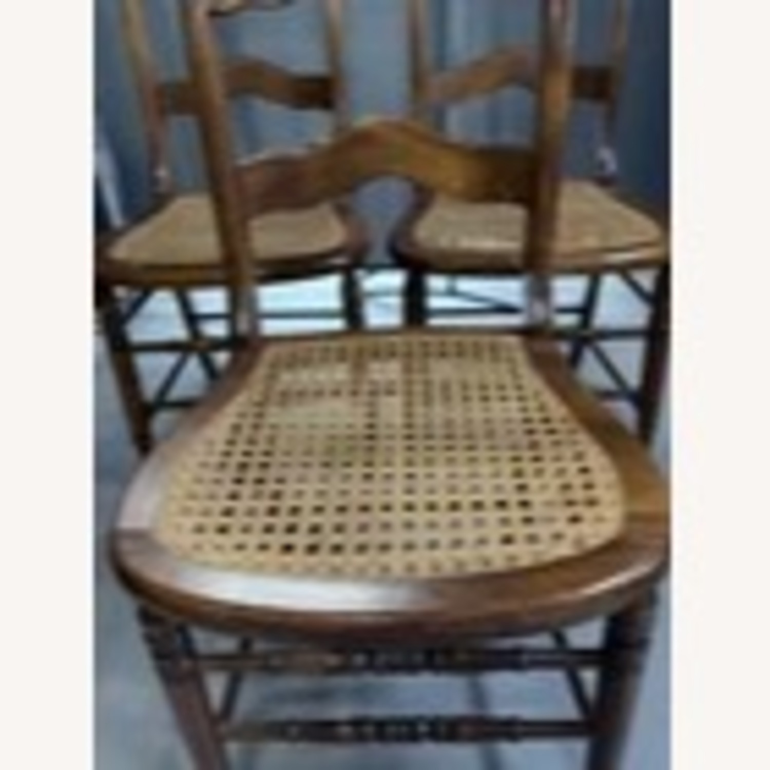 Set of 3 19th C. Ladder Back Chairs Cane Seats - image-5