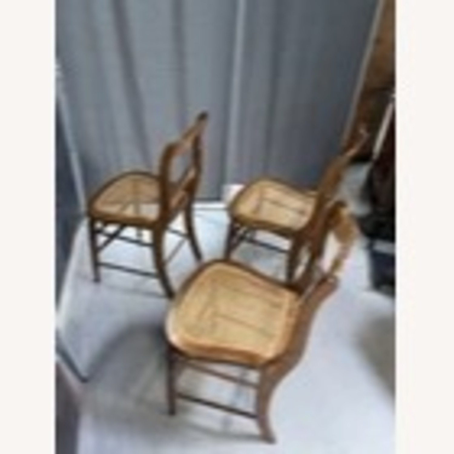 Set of 3 19th C. Ladder Back Chairs Cane Seats - image-2