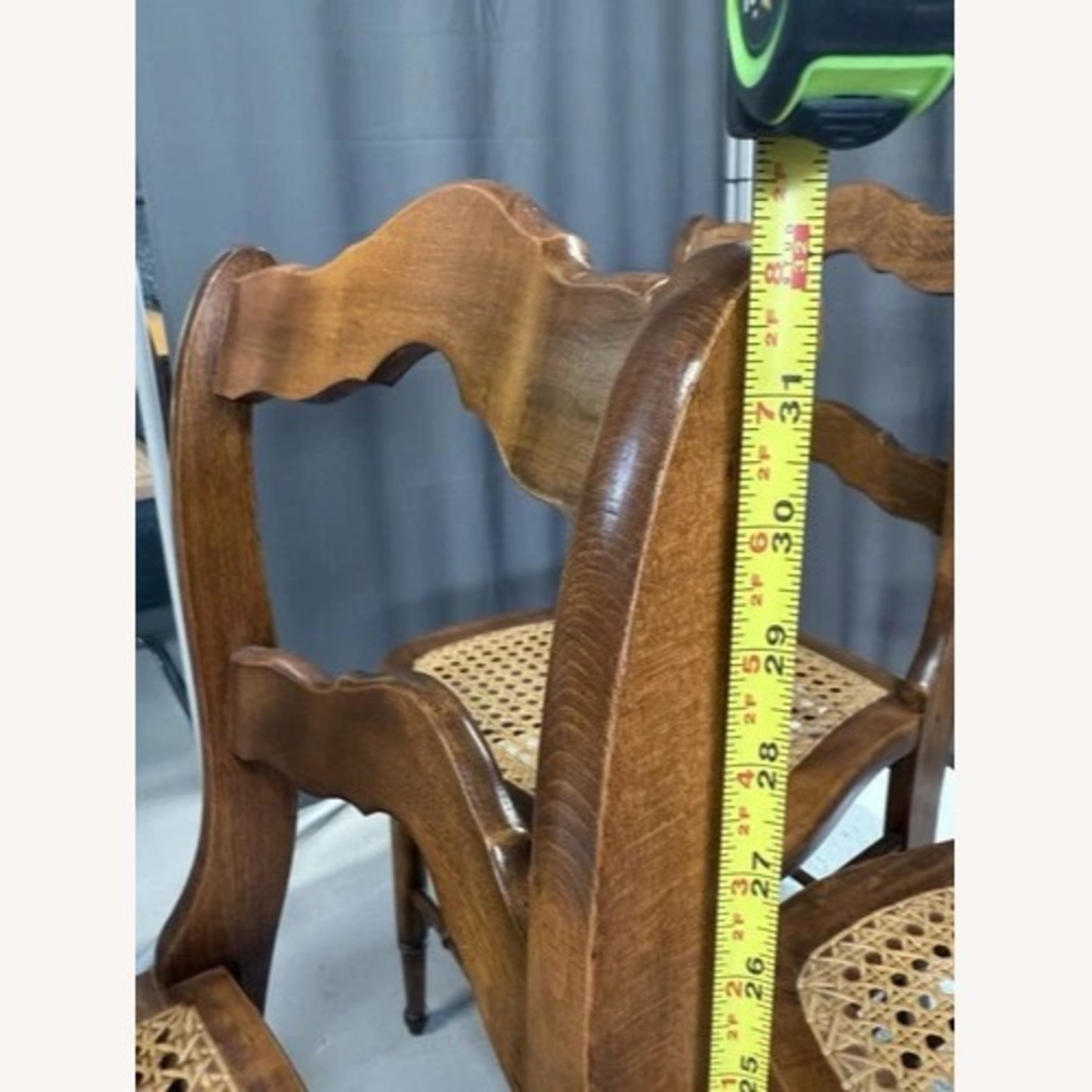 Set of 3 19th C. Ladder Back Chairs Cane Seats  - image-4
