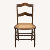 Set of 3 19th C. Ladder Back Chairs Cane Seats 