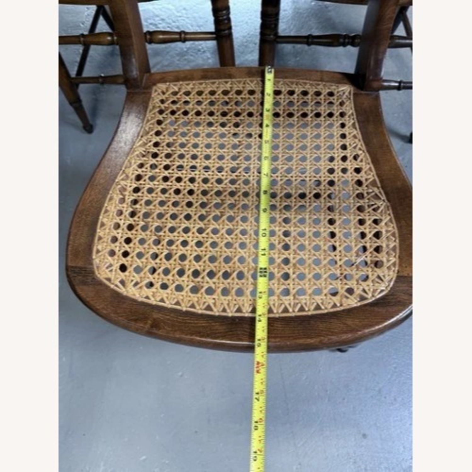 Set of 3 19th C. Ladder Back Chairs Cane Seats  - image-3