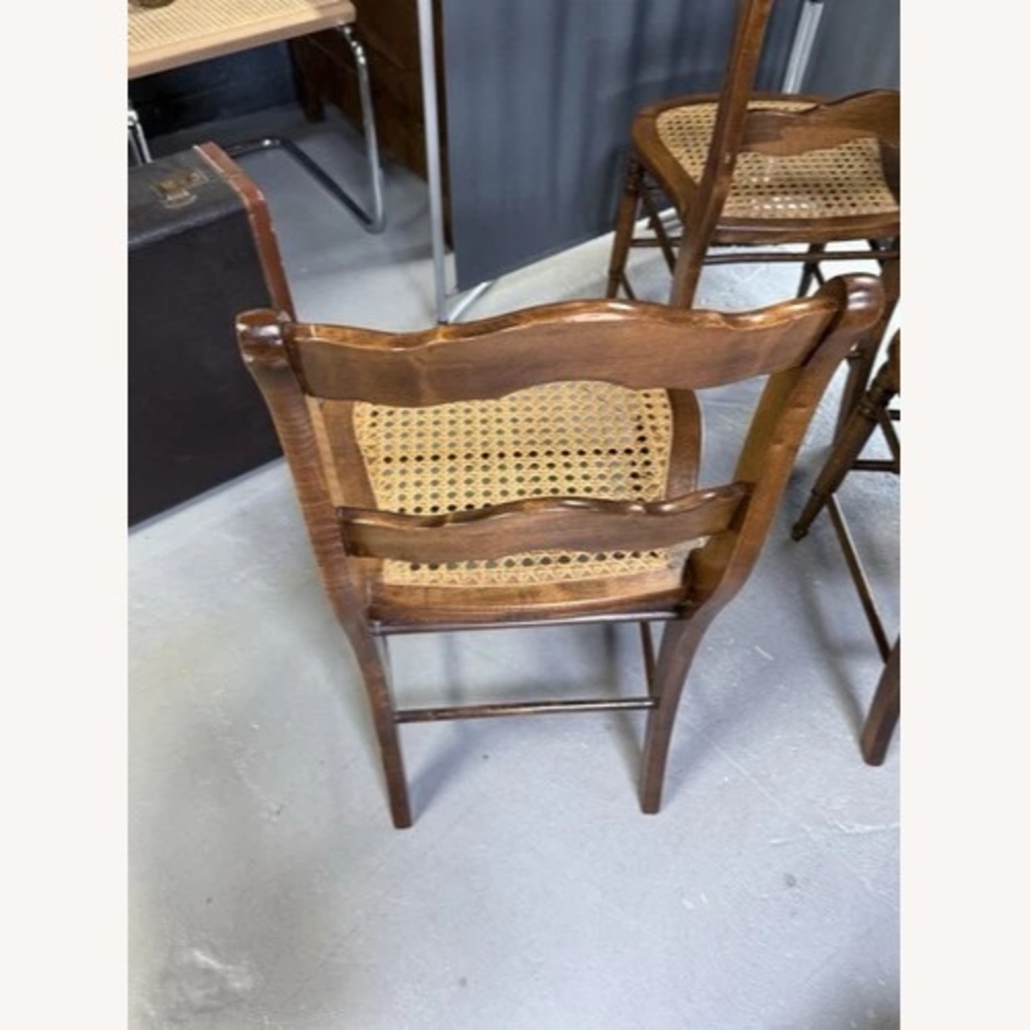 Set of 3 19th C. Ladder Back Chairs Cane Seats  - image-16