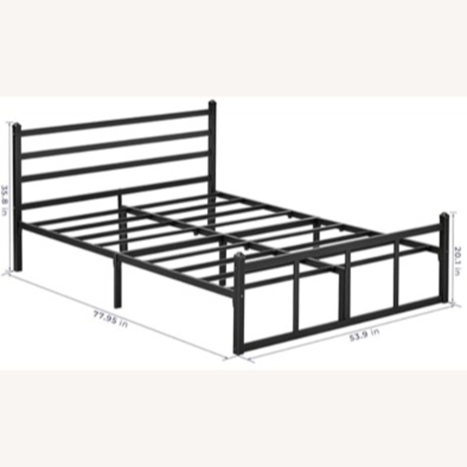 GreenForest Black Metal Queen Bed - image-1