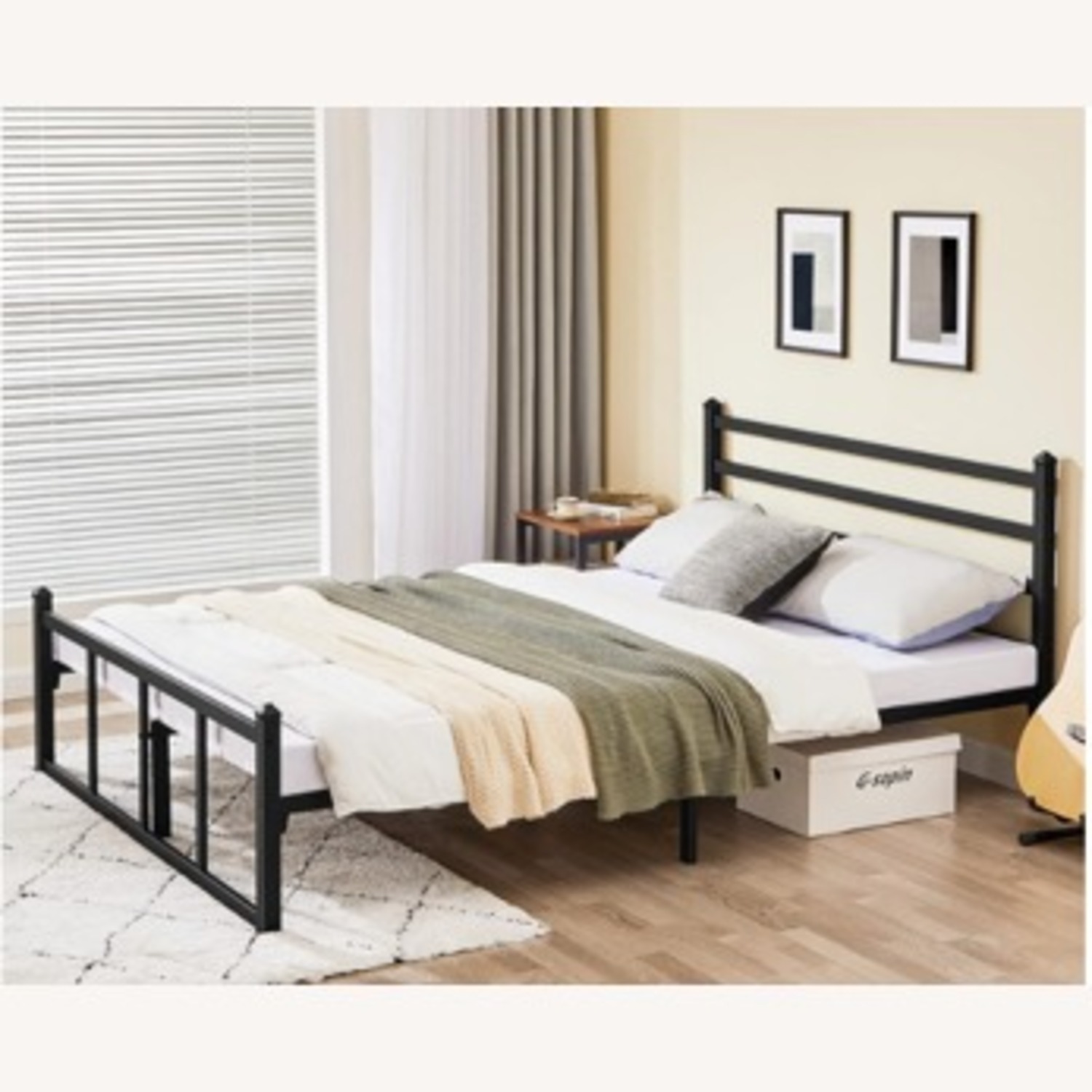 GreenForest Black Metal Queen Bed - image-3