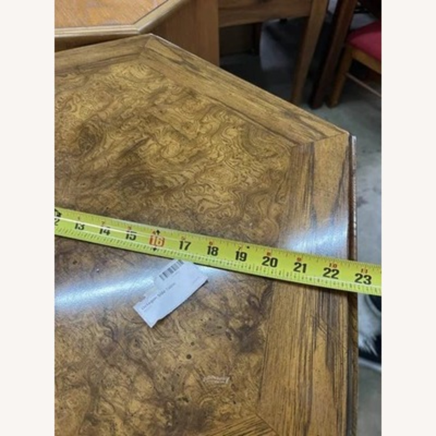 Hexagonal Side End Table w Storage Burlwood Doors - image-2