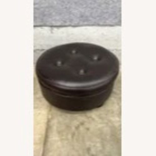 Used Faux Leather Tufted Ottoman Foot Stool for sale on AptDeco