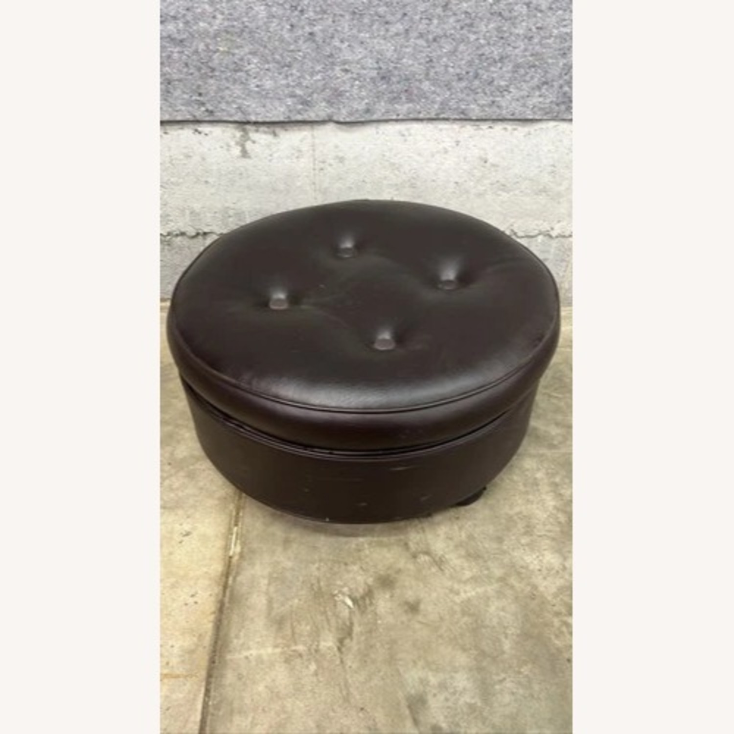 Faux Leather Tufted Ottoman Foot Stool - image-1