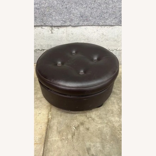 Used Faux Leather Tufted Ottoman Foot Stool  for sale on AptDeco