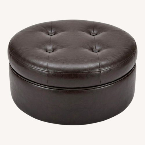 Used Faux Leather Tufted Ottoman Foot Stool for sale on AptDeco