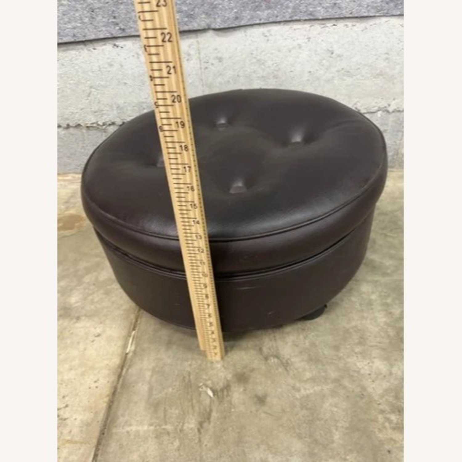 Faux Leather Tufted Ottoman Foot Stool - image-2