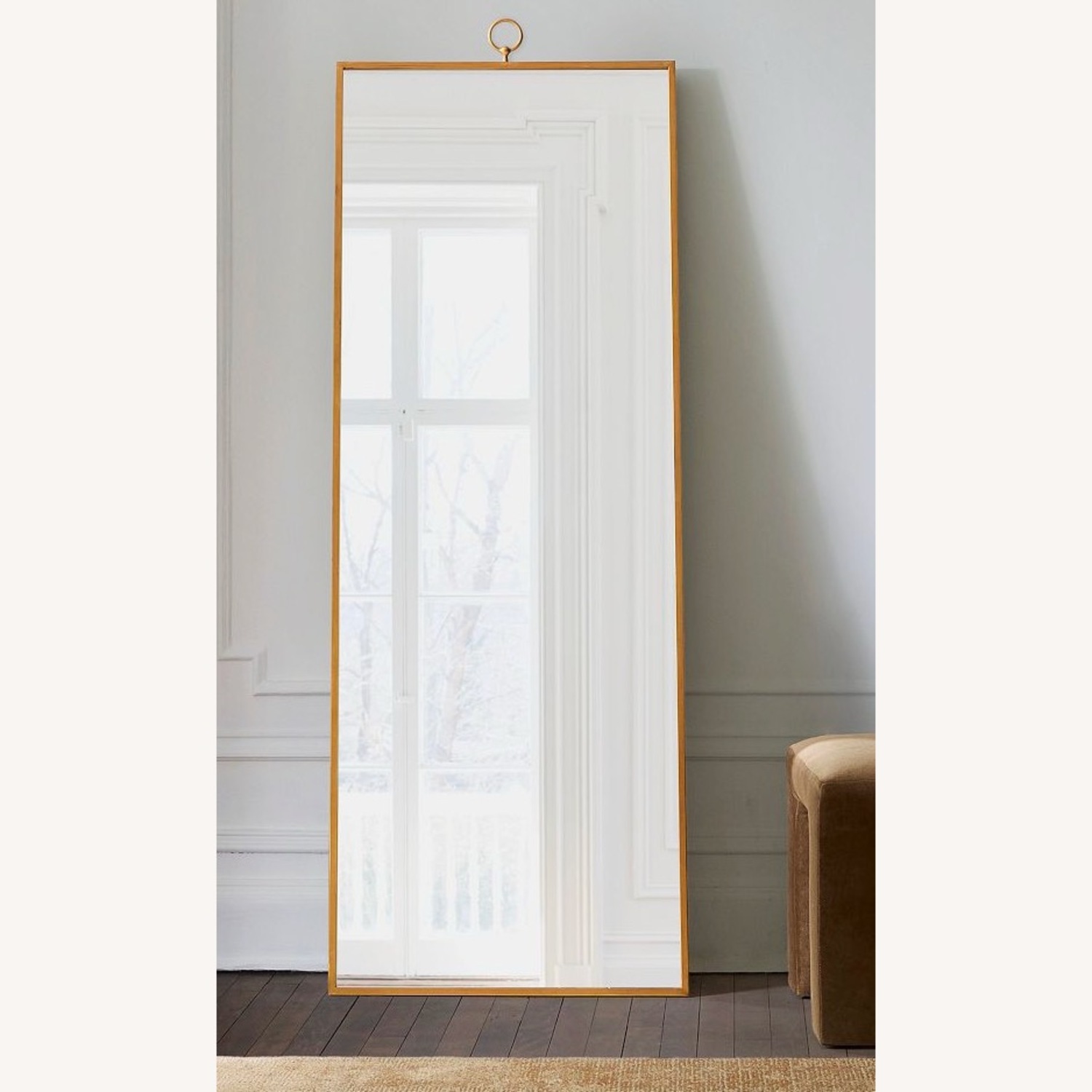 Metal Frame Anti Gold Floor Mirror - image-1